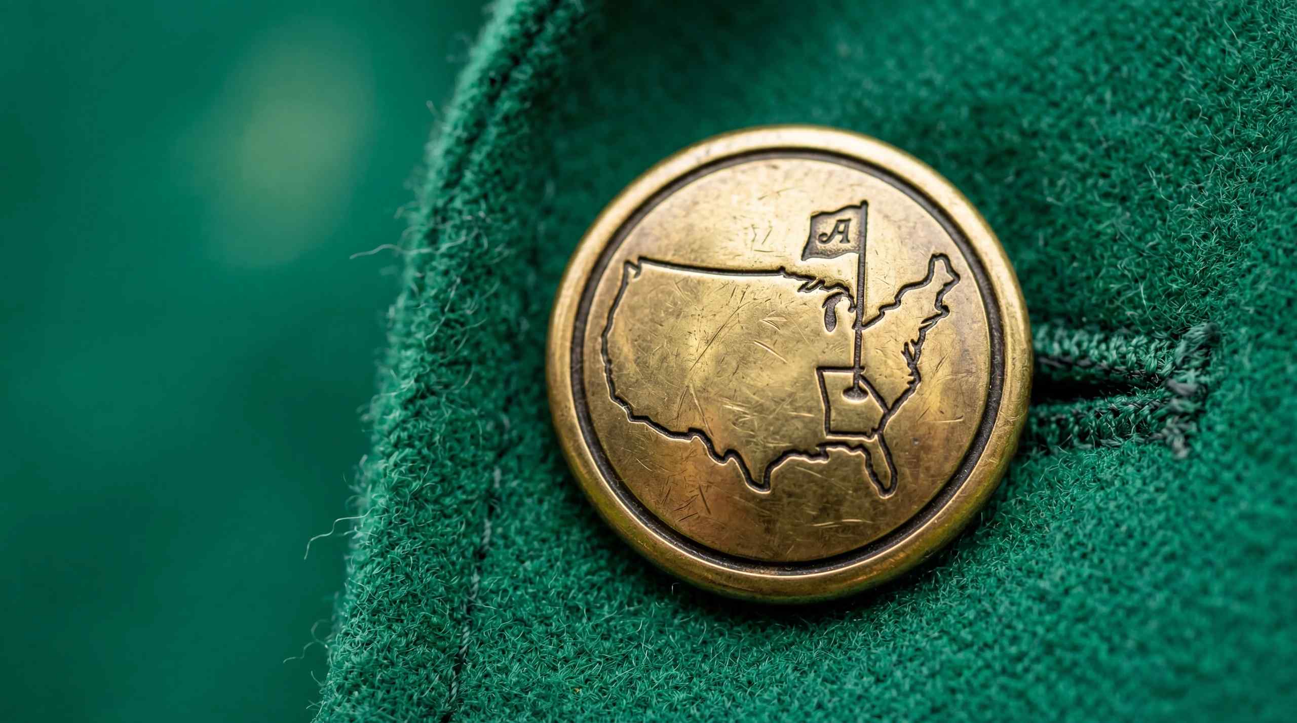 An image of a button on the PGA green jacket